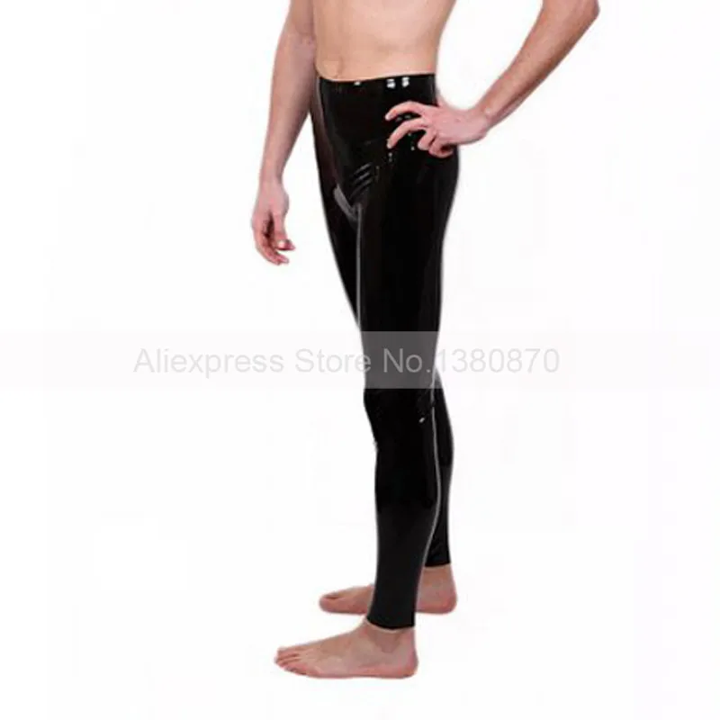 

Tight Male Latex Pants Mid Waist Man Rubber Leggings with no Zip S-LTM044