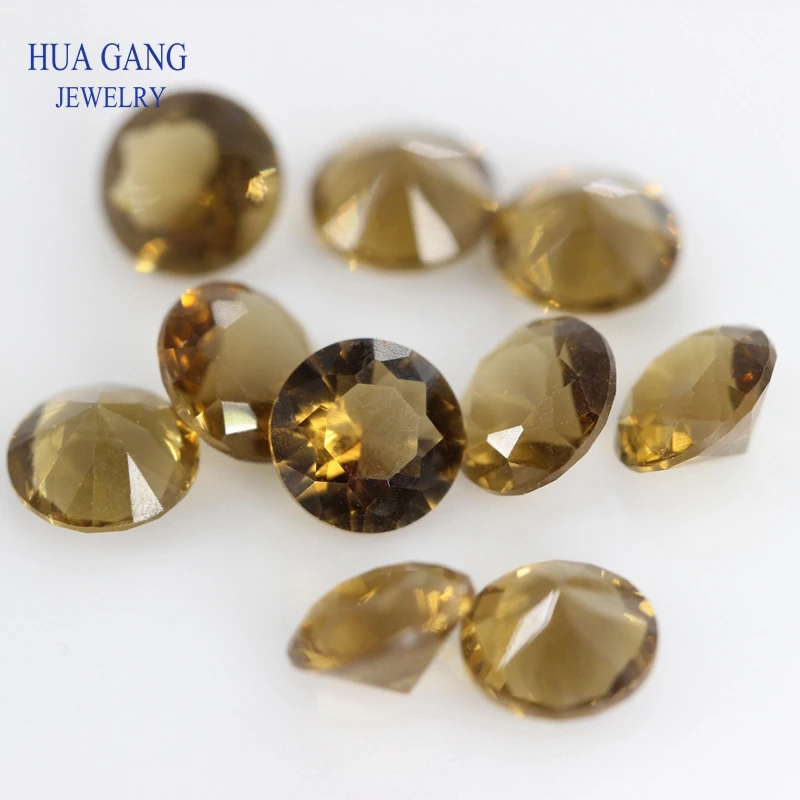 Free Shipping Size 1.0-12mm Color Coffee Round Shape Machine Cut Loose Glass Stone Synthetic Gems For Jewlry