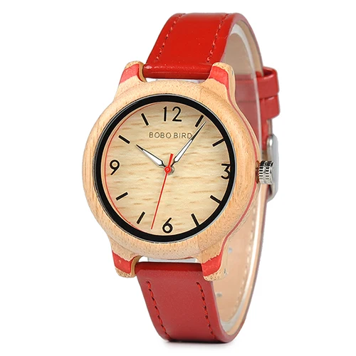 Red strap women size BOBO BIRD парные часы женские деревянные мужские часы кварцевые мужские бамбуковые relogio feminino erkek kol saati в подарочной коробке - Цвет: Red strap women size