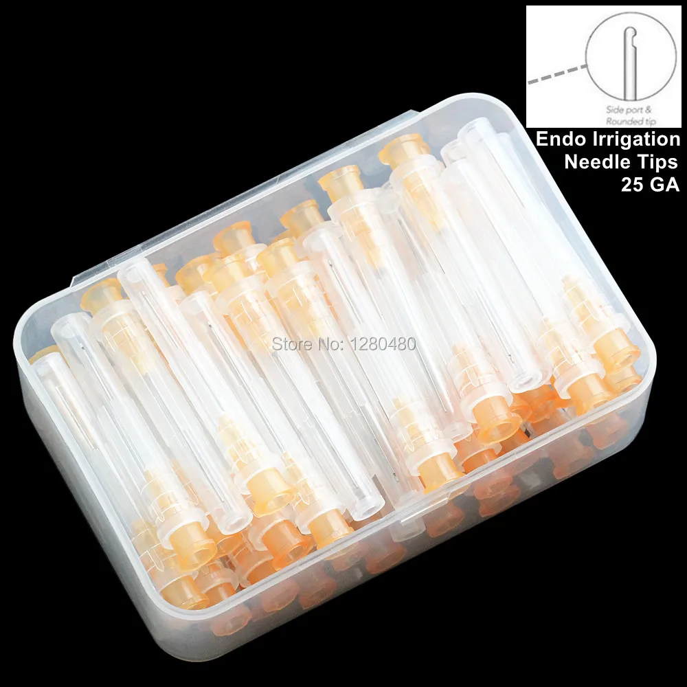 

1 Box (50Pcs) Dental Endo Irrigation Needle Tips Orange 25GA End Closed One Side Vented Hole Endo Syringe Dentist Products