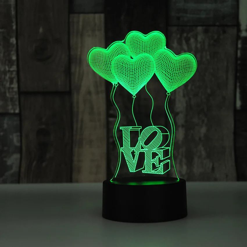 Подарок для подарок подруге сердце Форма красочные 3D голограмма лампа USB