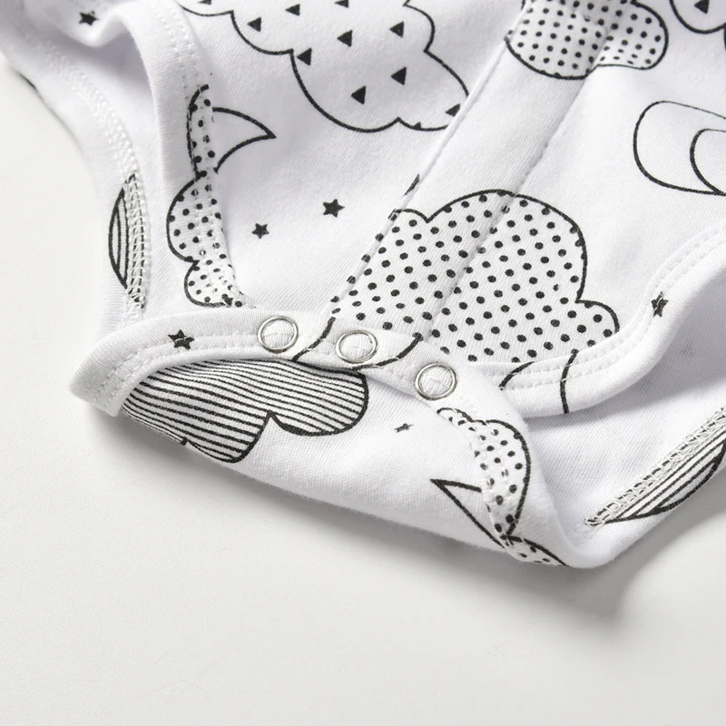 Baby Boy Short Clothes Set Cloud Pattern Romper Bow + Blue Five Pants Suit Infant Boys Outfit 1 2 3 Years White Top Belt |