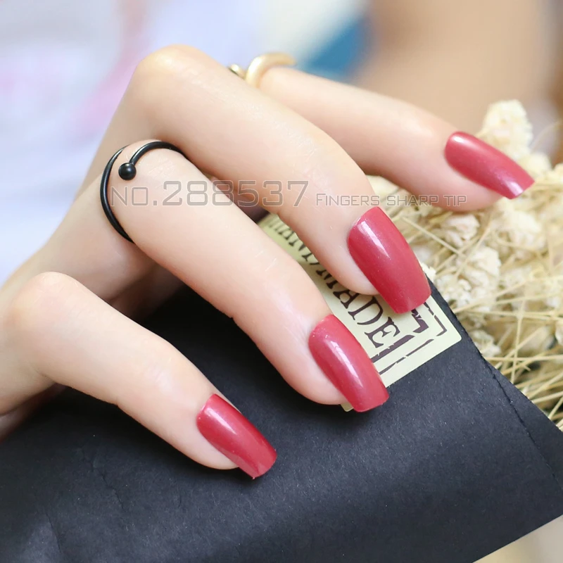 Новинка 2017 популярный товар насыщенные красные длинные квадратные однотонные