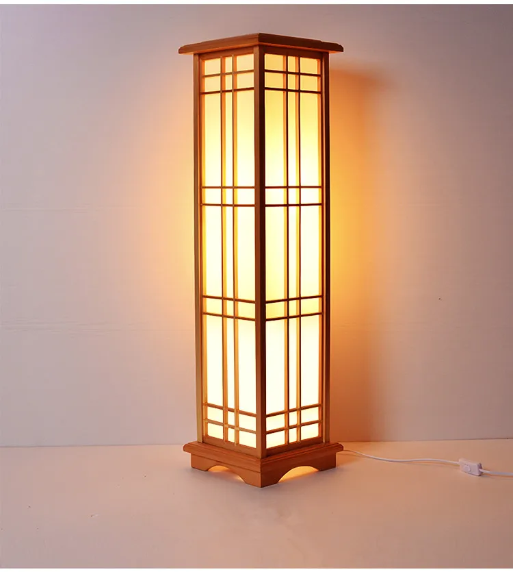 Modern Japanese Floor Lamp for Washitsu Tatami Decor, Window Pane Lamp for Restaurant, Living Room, Hallway Lighting - Home Design Wood Lamp image 4