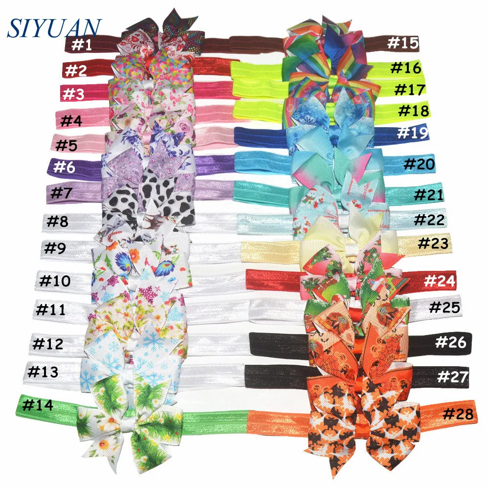 40 шт./лот в продаже DIY Grosgrain лента-ободок с бантиком для детей Хэллоуин/Новогодняя