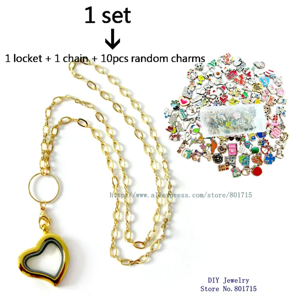 1 шт. простой медальон золотого цвета в форме сердца с цепочкой-ожерельем длиной