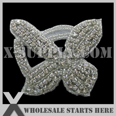 

(25pcs/lot) Bridal Rhinestone Applique Beaded Patch for Custom Wedding Dress Decoration, X1-RAT2123