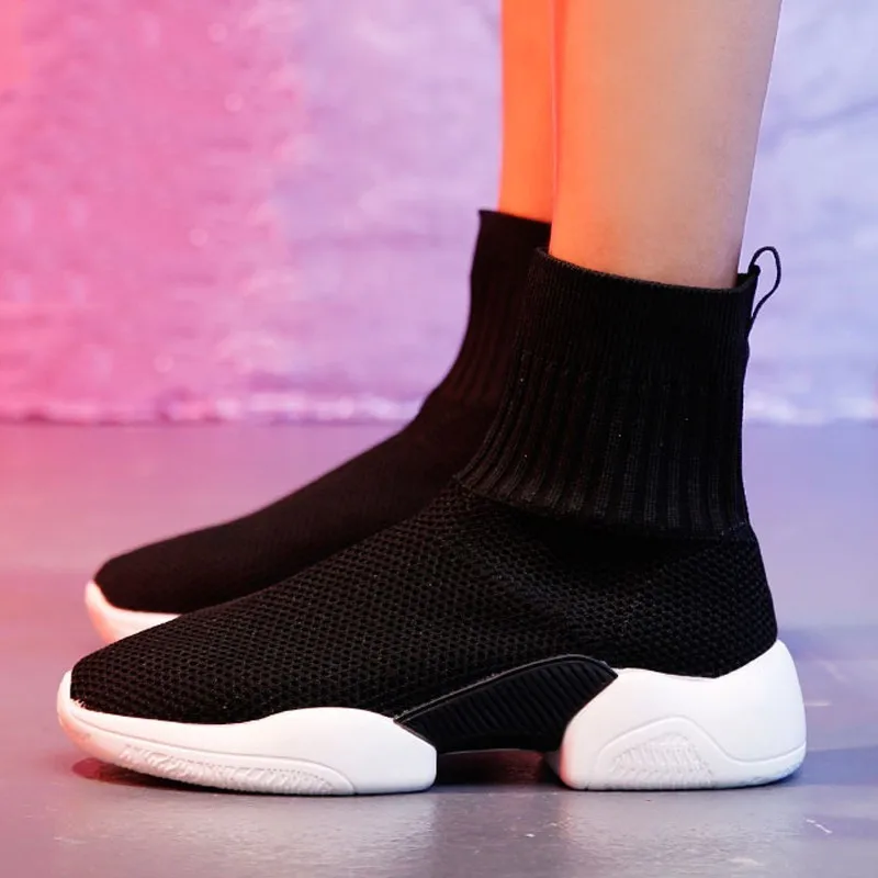 Обувь с высоким берцем носок кроссовки Для женщин Спортивная обувь для бега