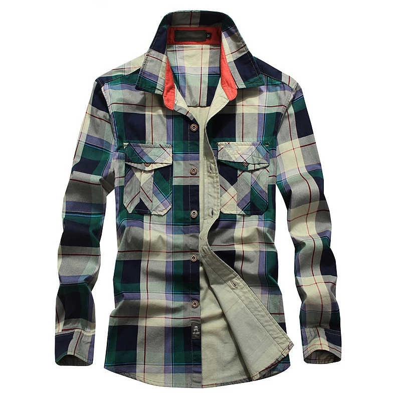 Afs джип бренд рубашка Для мужчин Рубашки домашние муж. 100% хлопок Camisa masculina армии