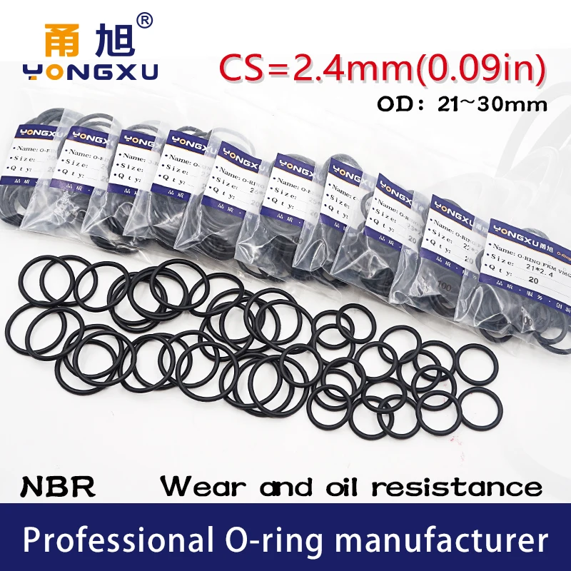 20 шт./лот Черный NBR уплотнительное кольцо CS2.4mm толщина OD21/22/23/24/25/26/27/28/29/30*2 4 мм