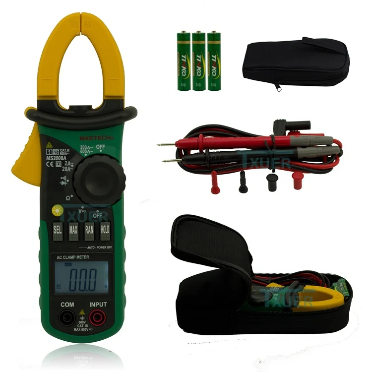 MASTECH MS2008A Авто Диапазон Digital AC клещи Амперметр Вольтметр Омметр с ЖК-дисплей