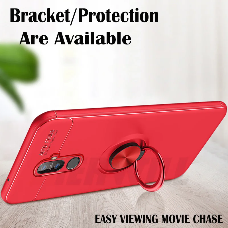 Shockproof Case For Pocophone F1 Finger Ring Magnet Matte tpu Silicone Cover Xiaomi PocoPhone case pocophon Poco | Мобильные