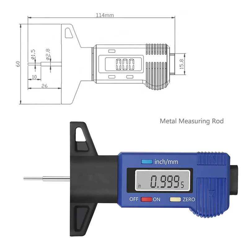 FTBTOC Car Tyre Tread Depth Tester Gauge 0-25.4mm Meter Measurer Tool Caliper Digital LCD Display | Инструменты
