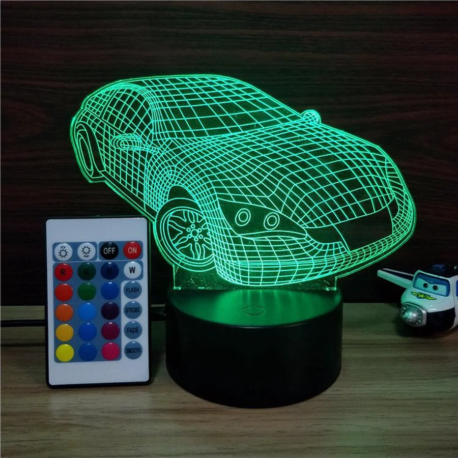 Хит 2019 светодиодный ночник 3D визуальные настольные лампы с 7 меняющимися цветами