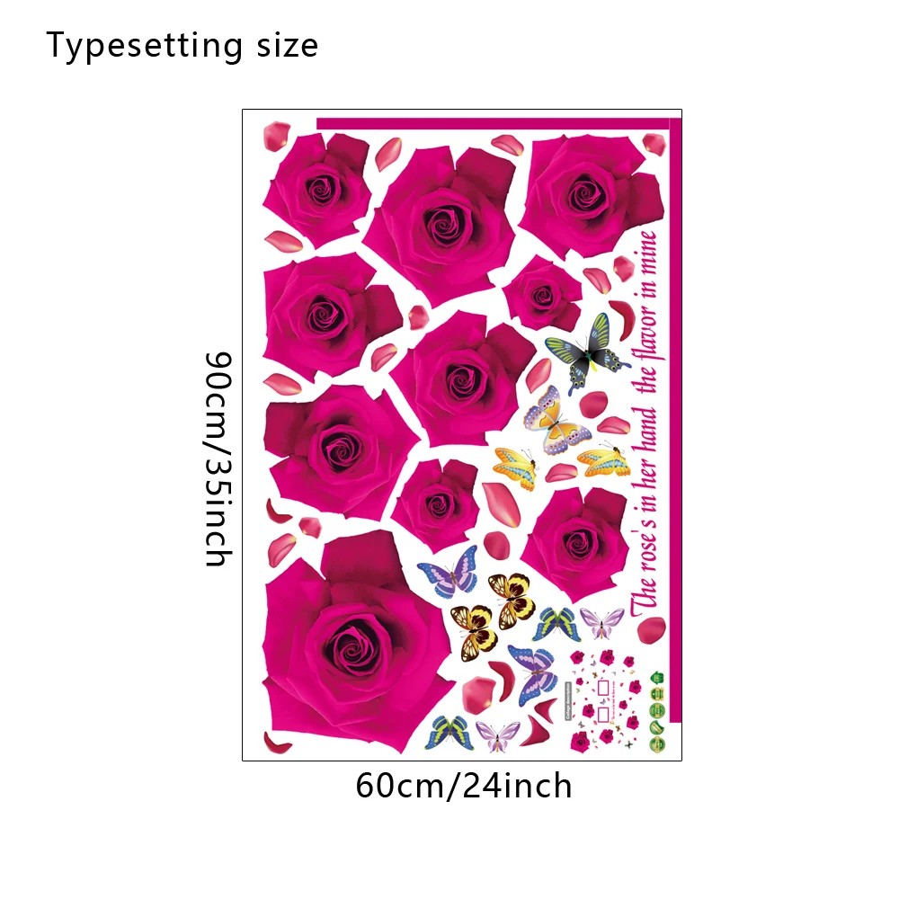 Flower Rose Love Photo Frame Bedroom Living Room Bathroom Window Door Furniture Wall Stickers Removable Decals Decor Mural dc18 | Дом и сад