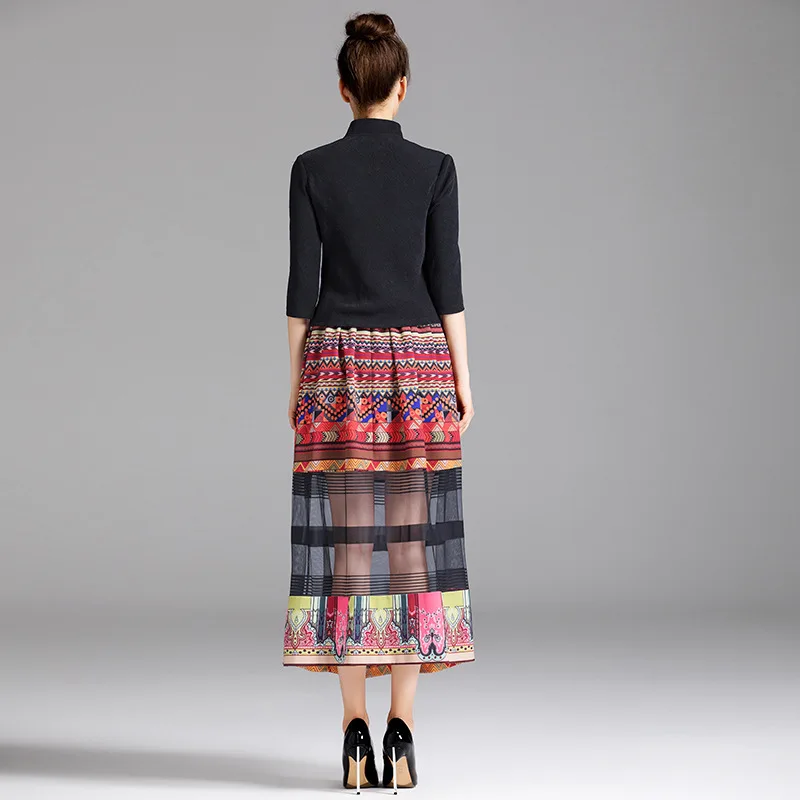 

long Gothic maxi pleated summer street wear boho sexy plus size rokjes plissee women skirts 2019 office Lolita hollow out