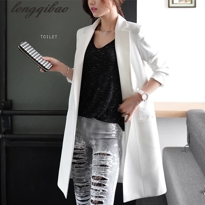 Nouveau printemps Automne mode Loisirs Черный Длинный блейзер женские блейзеры блейзер feminino veste femme Блейзер TB7087