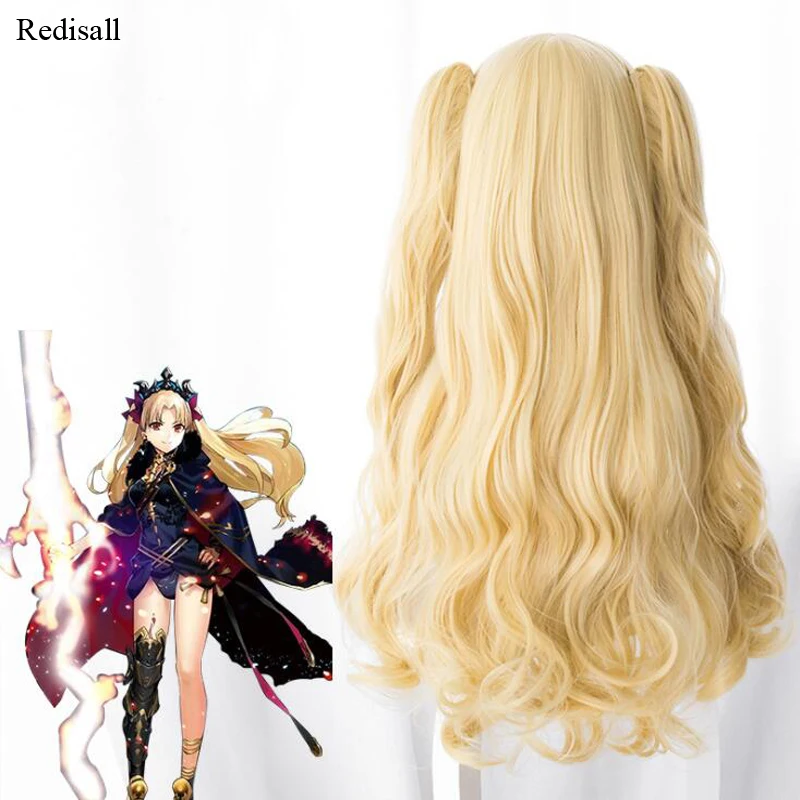 FGO Fate/Grand Order Ereshkigal золотой парик для косплея основной + 2 косички Хэллоуин
