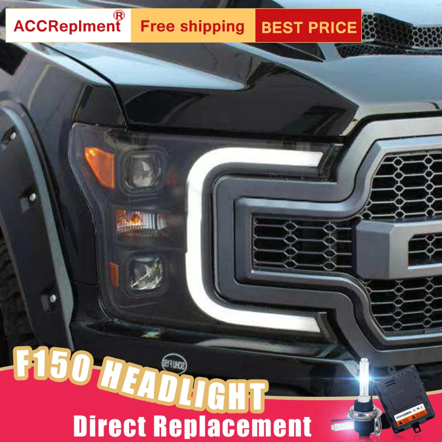 

2Pcs LED Headlights For Ford F-150 2018-2019 led car lights Angel eyes xenon HID KIT Fog lights LED Daytime Running Lights