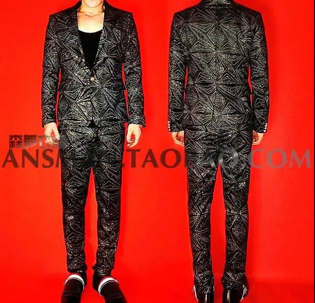 M-XXL 2019 New male singer DJ Nightclub GD hair stylist colorful flash diamond glitter suit stage costumes formal dress | Мужская одежда