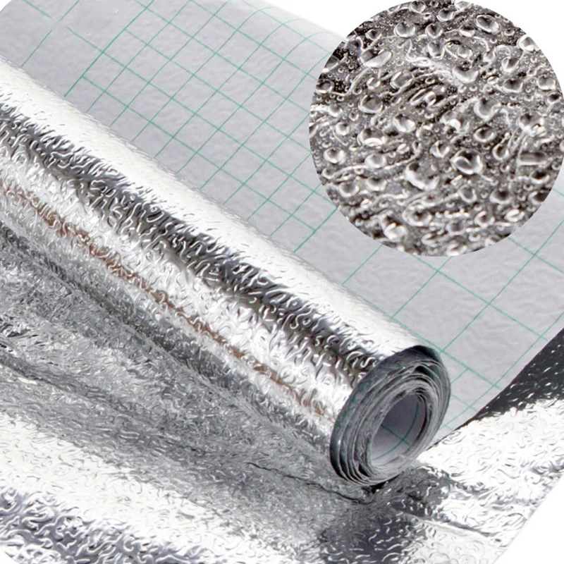 

1PCS Waterproof Anti-oil Aluminum Foil Self-adhesive Stickers Mats Anti-oil Wallpaper for Drawer Kitchen