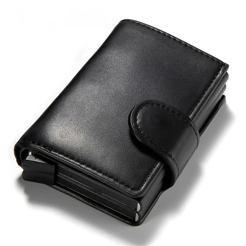 Держатель для удостоверения личности алюминиевые двойные коробки PU кожа RFID