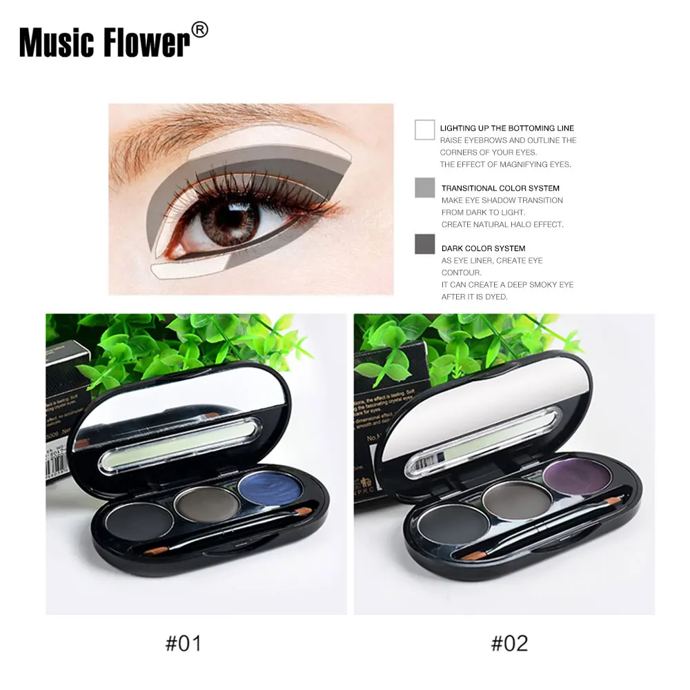 Водонепроницаемый комплект подводки для глаз Music Flower черный матовая гелевая