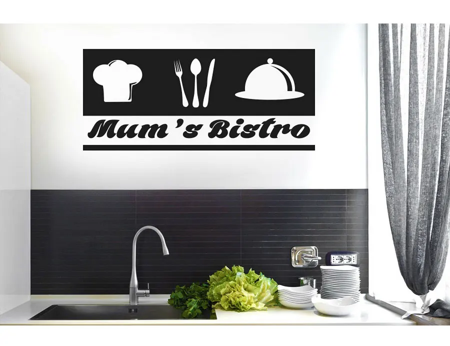 Стикер из винила с изображением повара и настраиваемым слоганом на ножах - украшение для кухни, ресторана и дома. DIY. LF17.