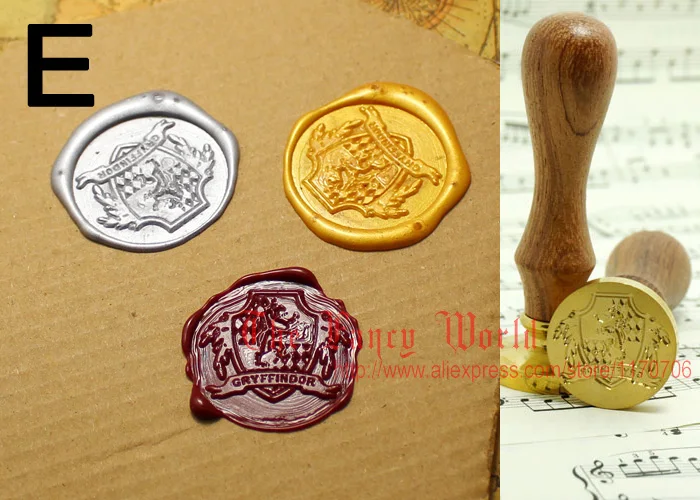 E Gryffindor Regular Hp Hogwarts штамп для восковой печати Гриффиндор Слизерин Малфой Ravenclaw Hufflepuff логотип штамп+ уплотнительный воск высокое качество вентилятор подарок - Цвет основного камня: E Gryffindor Regular