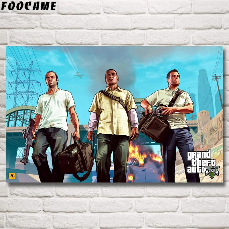FOOCAME Grand Theft Auto V GTA 5 игровые плакаты и принты художественные шелковые картины, настенные декорации украшения спальни Картина гостиной