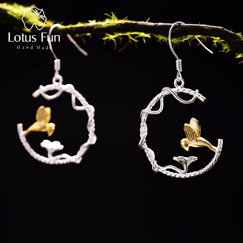 Lotus весело Настоящее стерлингового серебра 925 природных творческий ручной