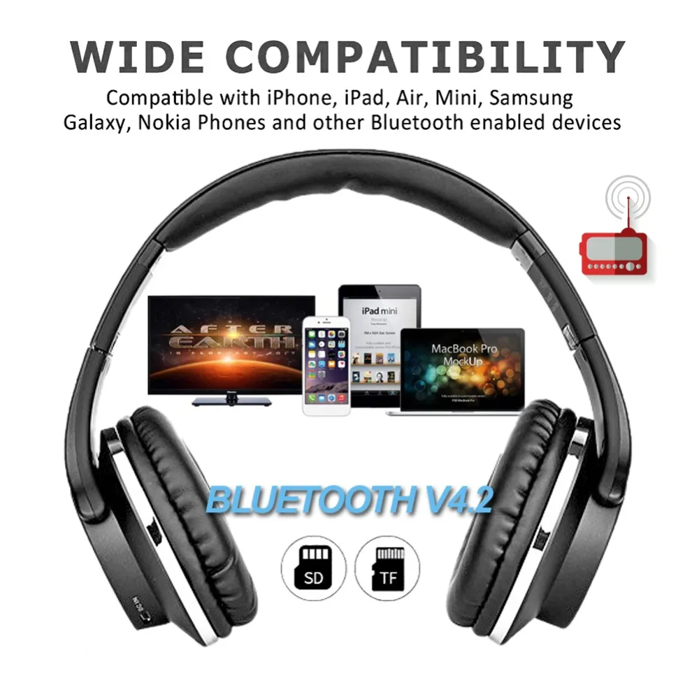 Складные NFC Bluetooth наушники Динамик 2 в 1 шумоподавление Беспроводная гарнитура