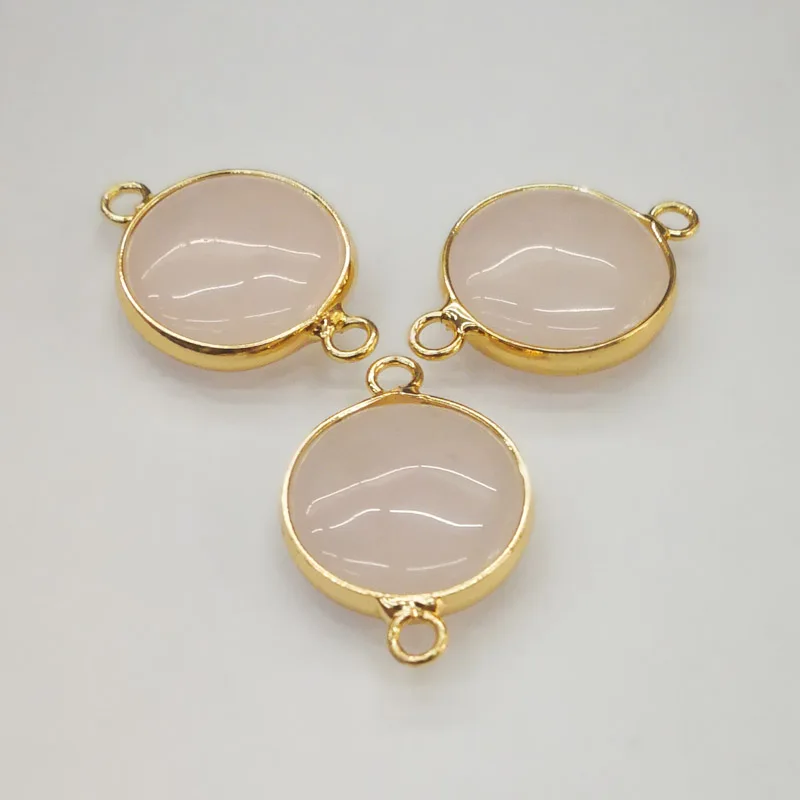 

Natural pink Powder stone Pendant Charms Necklace Quartz Crystal for Bracelet Necklace Connector DIY Jewelry Making 12pcs