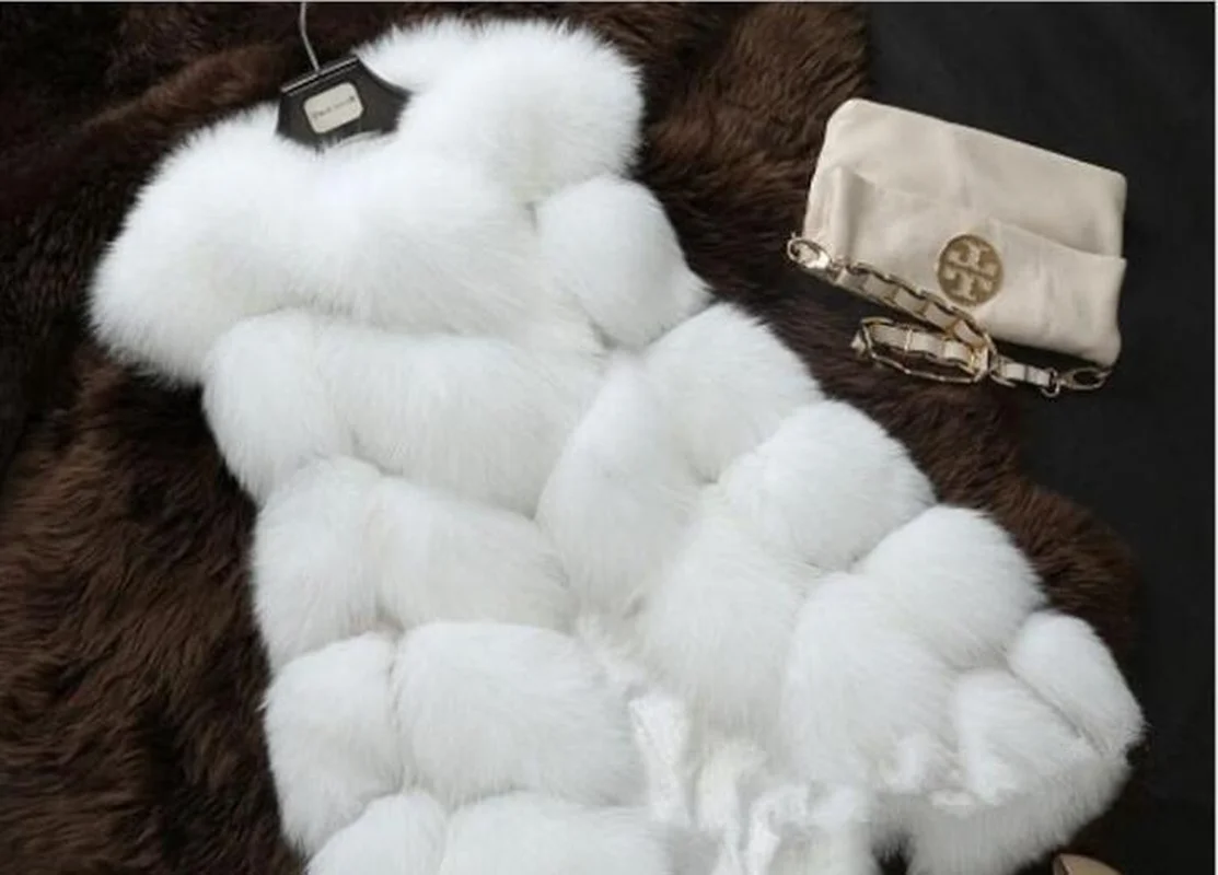 

140 CM Super X-Long Artifical Fox Fur Vest Women Winter Fashion Faux Fox Fur Vests Woman Warm Fake Fox Fur Coats Female Outwear
