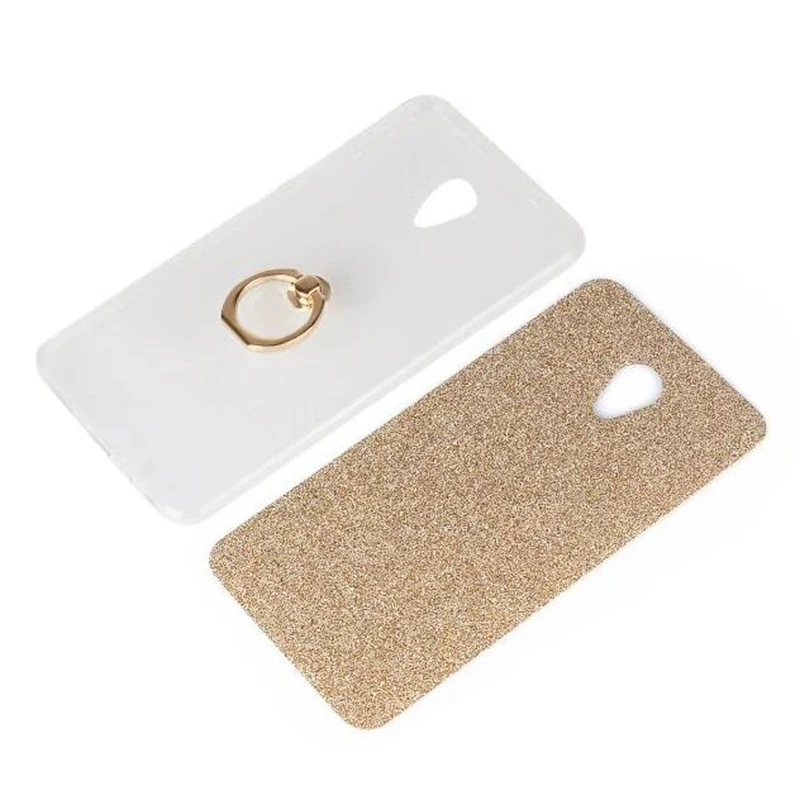 Cover Phone Case For Meizu M3E Meilan E 5.5&quot High Quality TPU Silicone Transparent Shell Flash Glitter Powder Finger Ring Stent |