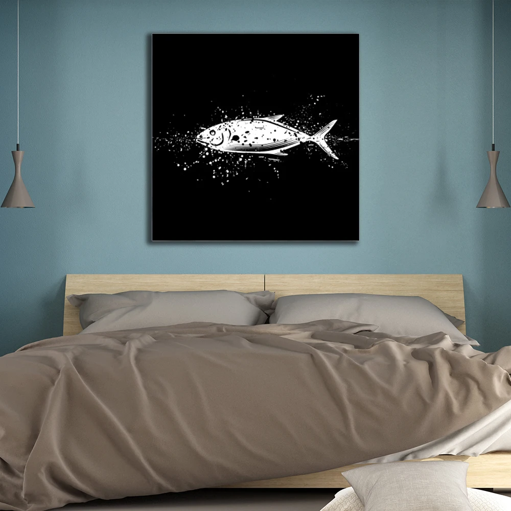 Laeacco Fish простота абстрактный холст Картина маслом настенные картины для гостиной