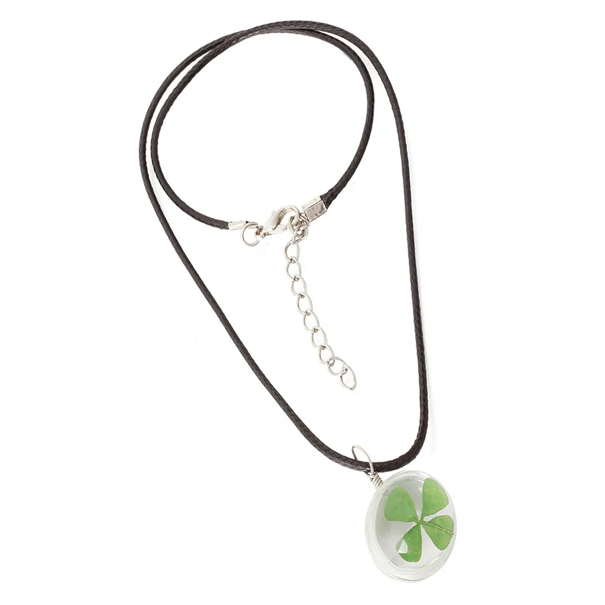 Refaxi 2016 New Woman Fashion Handmade Nature Flower Necklace Lucky Clover With Double Glass Ball Pendant Hot | Украшения и