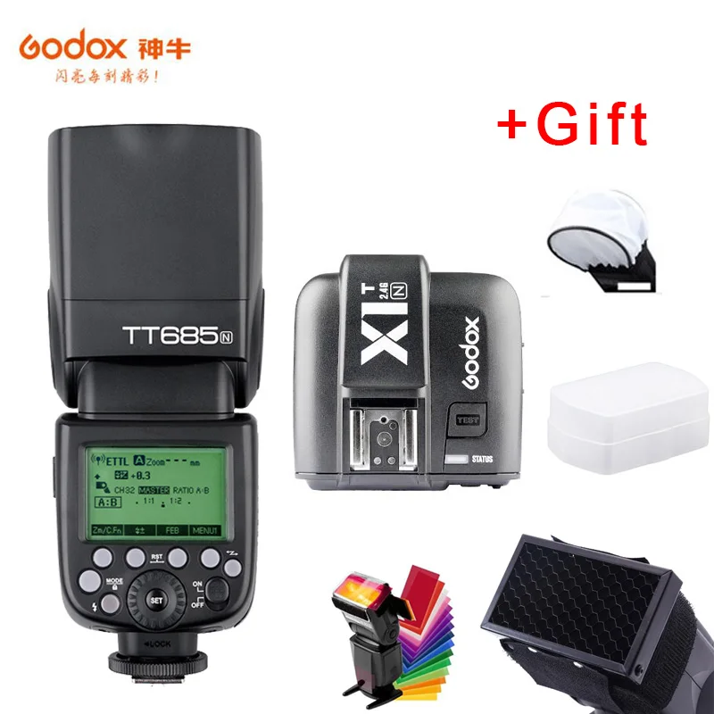 Беспроводная вспышка Godox TT685N 2 4G HSS 1/8000s i-TTL GN60 для Nikon D800 D700 D7100 D7000 D5200 D7500 D810 D850 D750 |