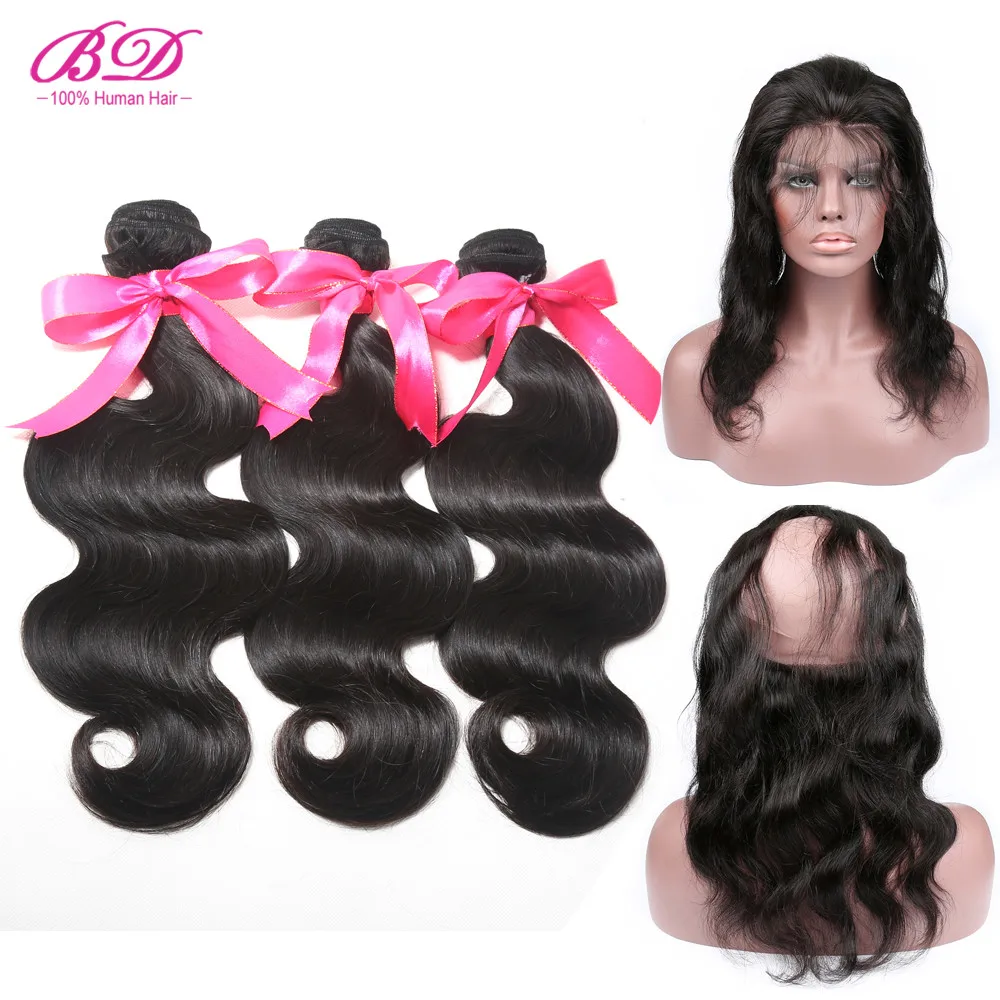 

360 Lace Frontal with Bundle Brazilian Body Wave Human Hair Bundles with 360 Frontal Closure Remy Hair Weave Extensions