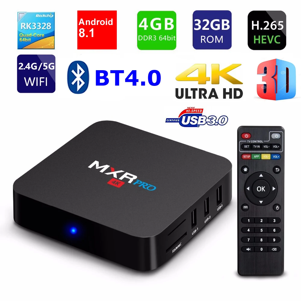 Приставка Смарт ТВ MXR PRO Android 8 1 4 ядра + 32 ГБ 2 ГГц Bluetooth 3 0|ТВ-приставки и медиаплееры|