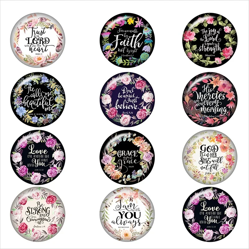 30 шт. смешанные красивые модные слова цветы любовь Вера кнопки Круглые для фото