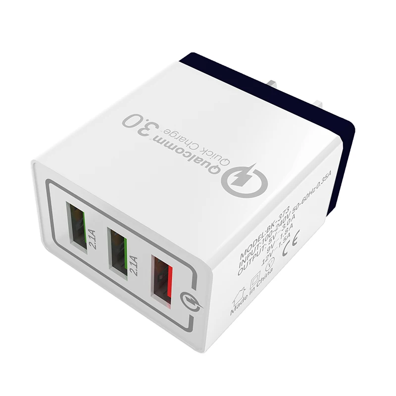 Fast charger Black Быстрое настенное зарядное устройство для samsung S9 Xiaomi 18 Вт 3 USB мобильного телефона быстрая настенная вилка для iPhone X 8 7 huawei - Тип штекера: Fast charger Black