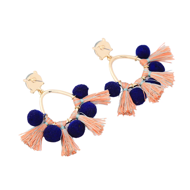 2017 модные тренды кисточки помпоны шарики серьги пирсинг в этническом стиле для