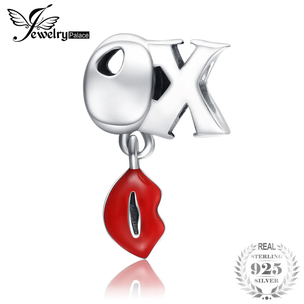 JewelryPalace 925 пробы серебро Красная эмаль средства ухода за губами XO Шарм Бусины Fit