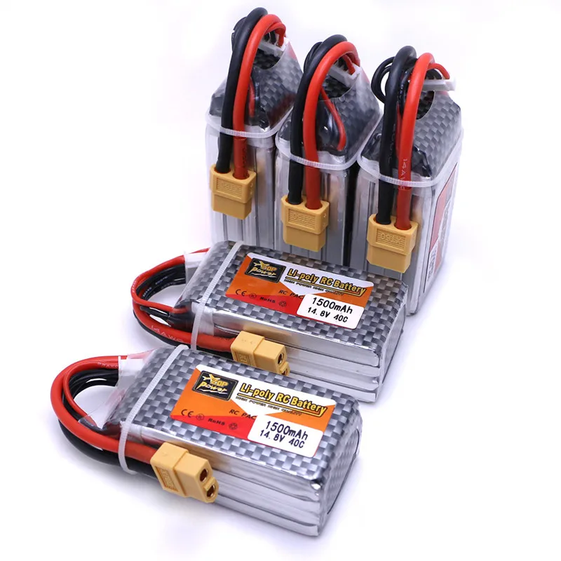 5 шт. Zop Мощность Lipo Батарея 14 8 V 1500 мА/ч 4S 40C с XT60 разъем Batteria для удаленного