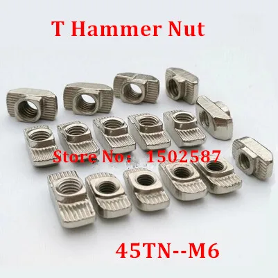 

100pcs 45-M6 hammer nut M6 block t slot nuts 4545 aluminum profile extrusion Slot 10mm