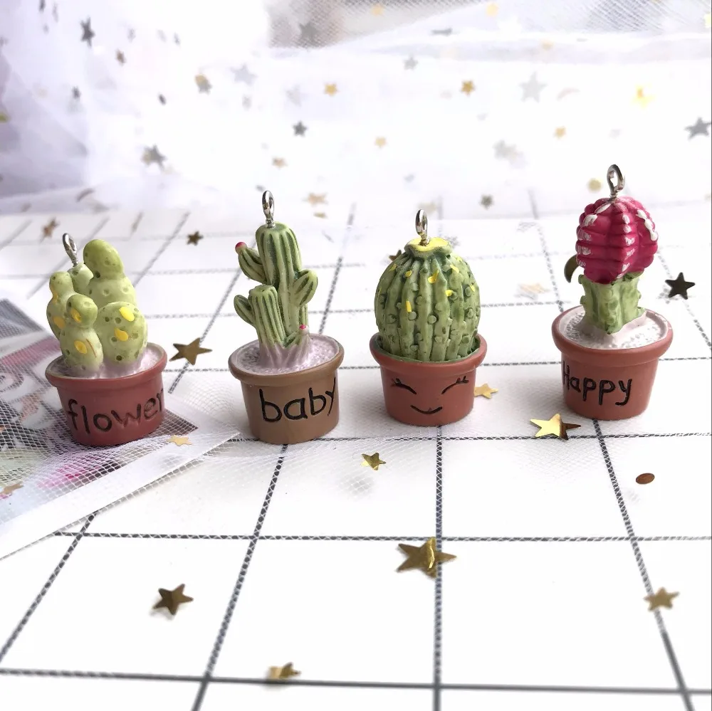 10 шт. модные подвески кактуса в горшке для самостоятельного изготовления
