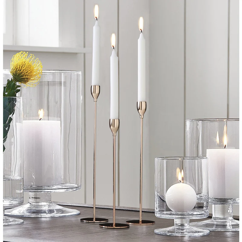 Блестящие золотистые металлические подсвечники вечерние Свадебные Центральные