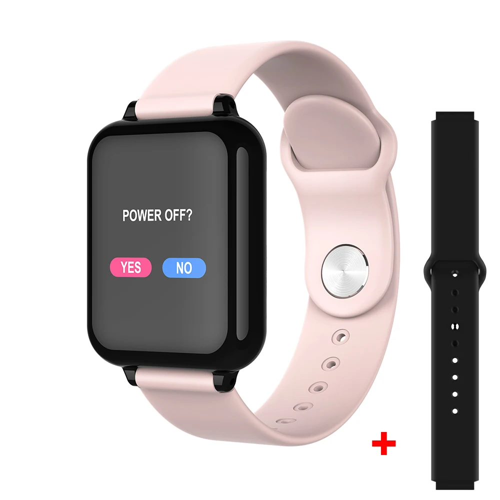 pink black LEMDIOE b57 умные часы для мужчин и женщин, мониторинг сердечного ритма, кровяного давления, напоминание о звонках, водонепроницаемый фитнес-трекер - Цвет: pink black