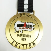 custom award medal for champion engraved embossed logo with stock ribbon 63 5mm diameter 200pcs